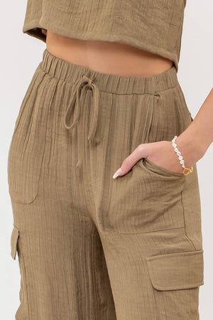 Silky Crinkle Cargo Pants