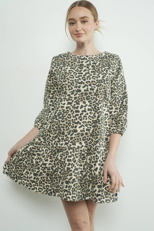 Not So Basic Leopard Print Drop Waist Dress