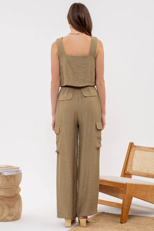 Silky Crinkle Cargo Pants