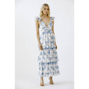 Classic Tea Party Ruffle Maxi Dress