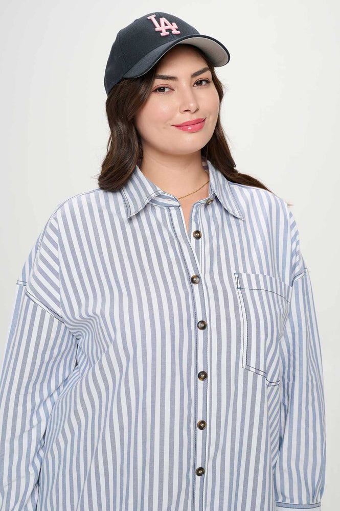 Plus Classic Stripe Button Down