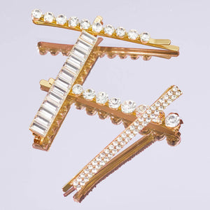 All Dressed Up Metal Rhinestone Bobby Pins 4pc Set - Gold