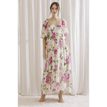 Peony Garden Maxi Babydoll Dress