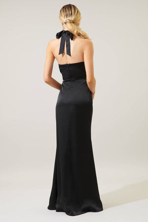 Spellbound Halter Satin Maxi Dress *IMPERFECT