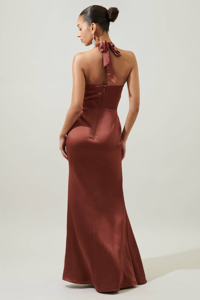 Spellbound Halter Satin Maxi Dress *IMPERFECT