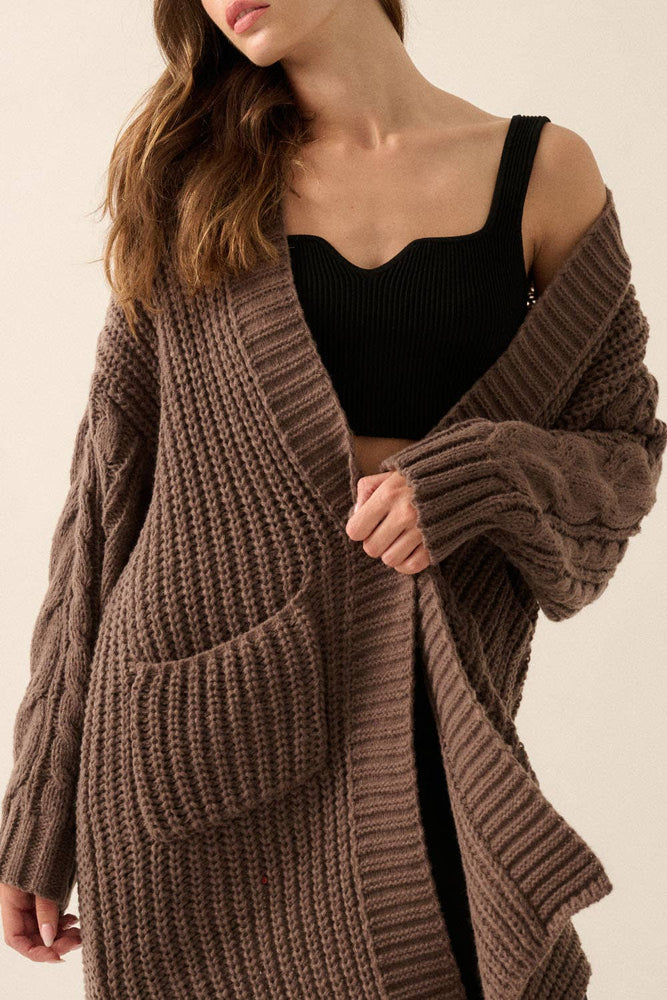 Wrapped Up and Cozy Cable Knit Sweater