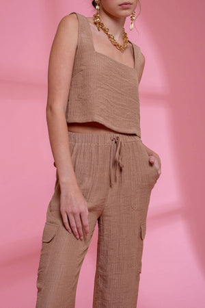 Silky Crinkle Cargo Pants