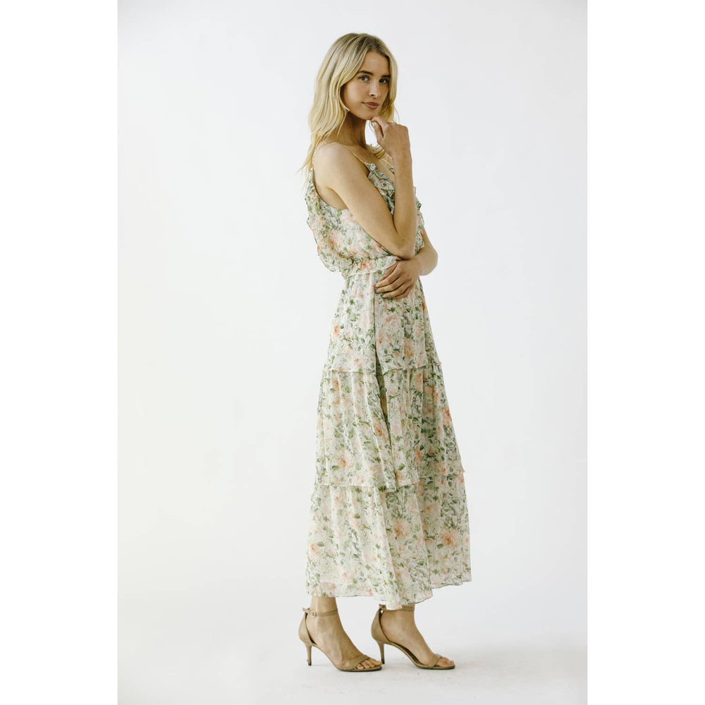 English Rose Garden Ruffle Midi Dress