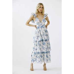 Classic Tea Party Ruffle Maxi Dress