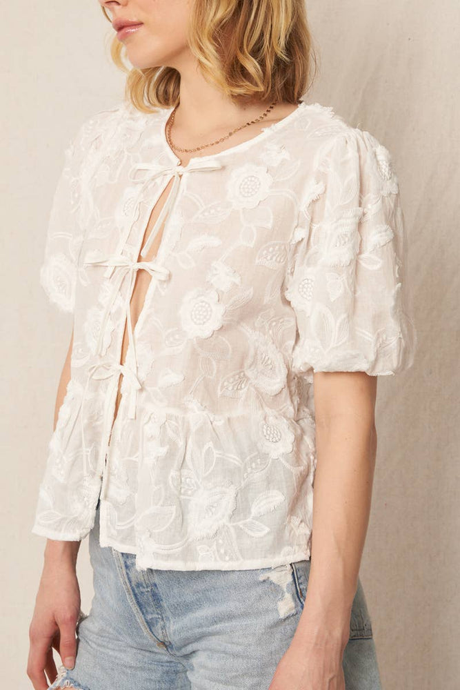 Delicate Flower Tie Front Top