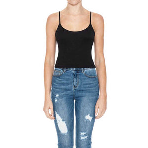 Double Layered Scoop Neck Crop Cami Top