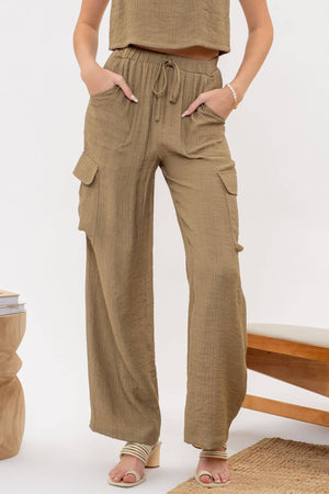 Silky Crinkle Cargo Pants