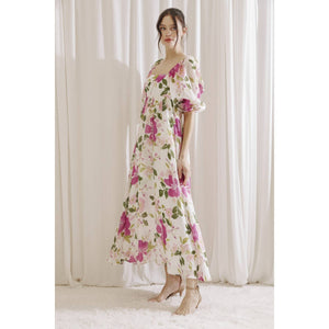 Peony Garden Maxi Babydoll Dress