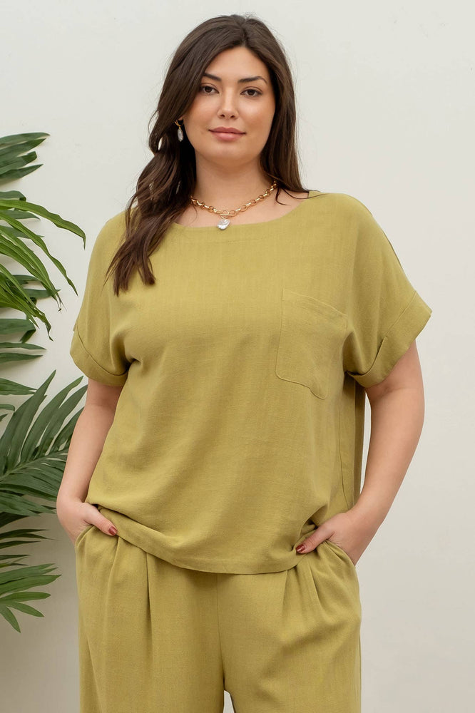 Plus Naturally Chic Boxy Linen Top