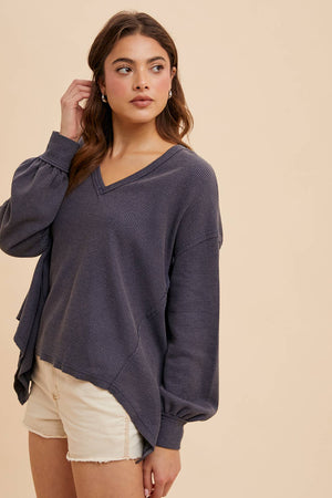 Casually Cozy Thermal V Neck