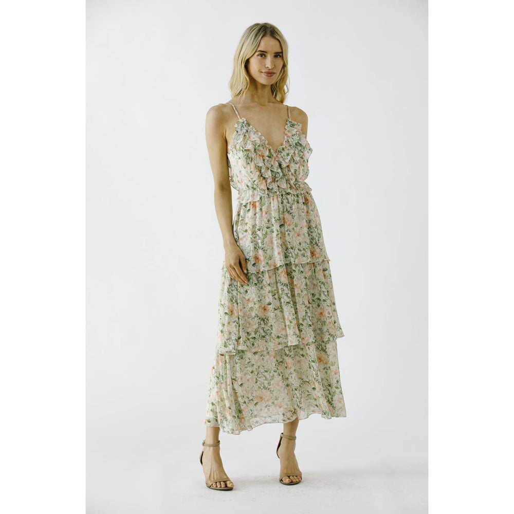 English Rose Garden Ruffle Midi Dress