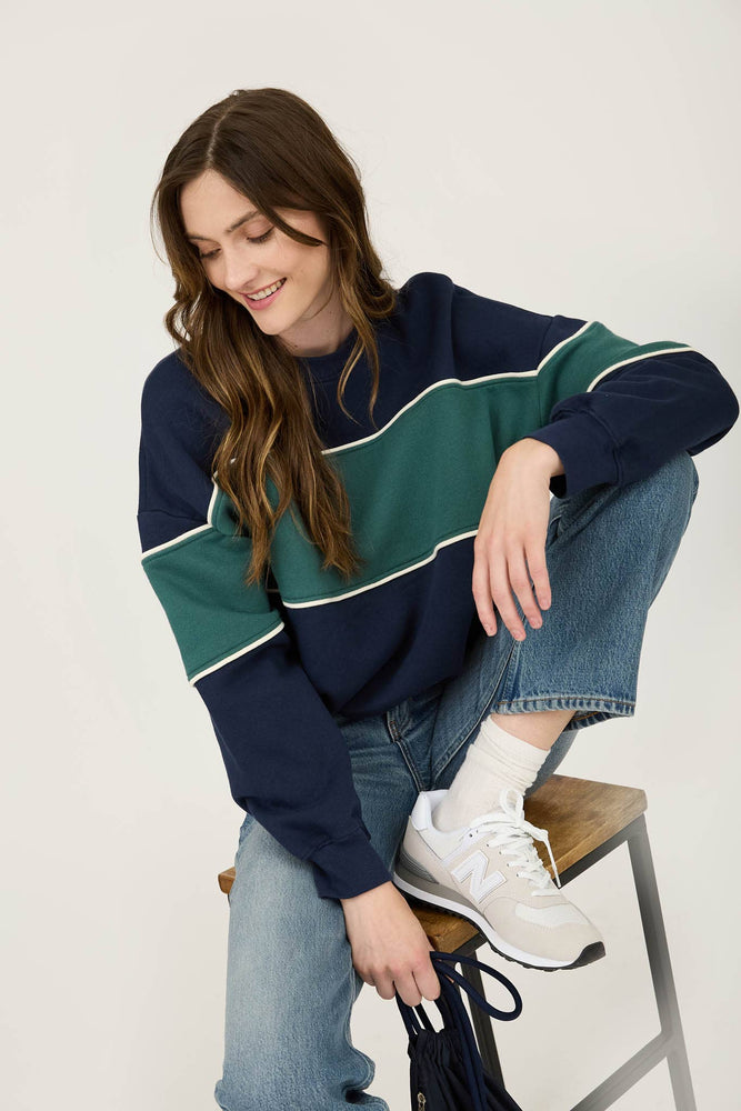 Retro Colorblock Stripe Sweatshirt