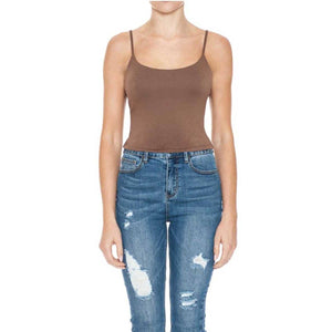 Double Layered Scoop Neck Crop Cami Top