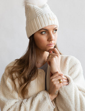 Cozy Knit Pom Pom Toque