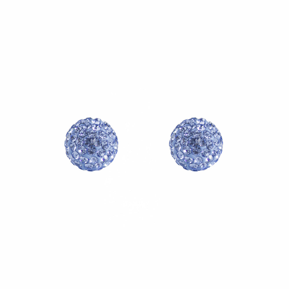 Park and Buzz radiance stud. Sparkle ball earrings. Hillberg and Berk. Canadian Brand. Glitter ball earrings. Denim blue sparkle earrings jewelry jewellery