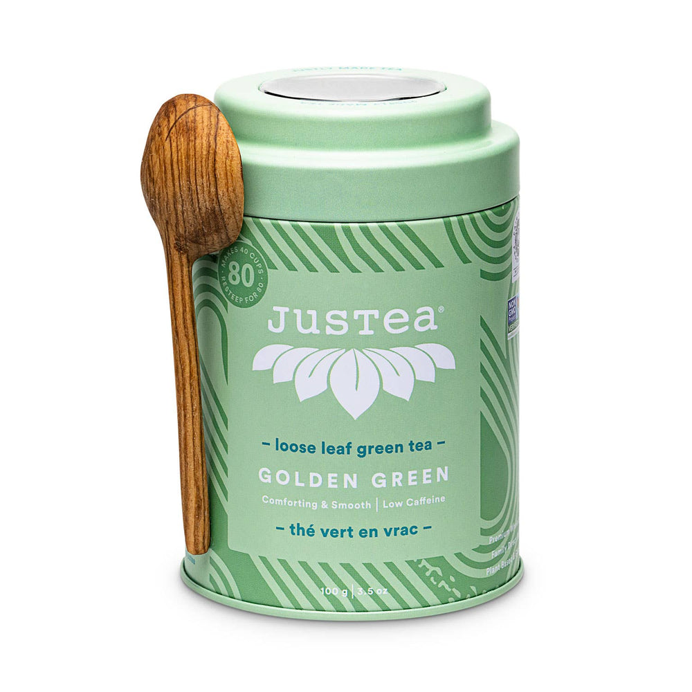 Golden Green Tin & Spoon - Organic, Fair-Trade, Green Tea